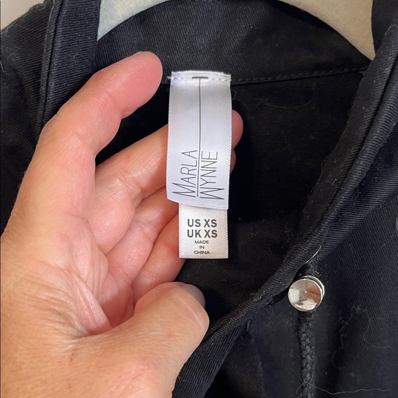 MarlaWynne Black Oversized Cotton Jacket High Collar Pockets Drawstring, Size XS - Picture 2 of 12